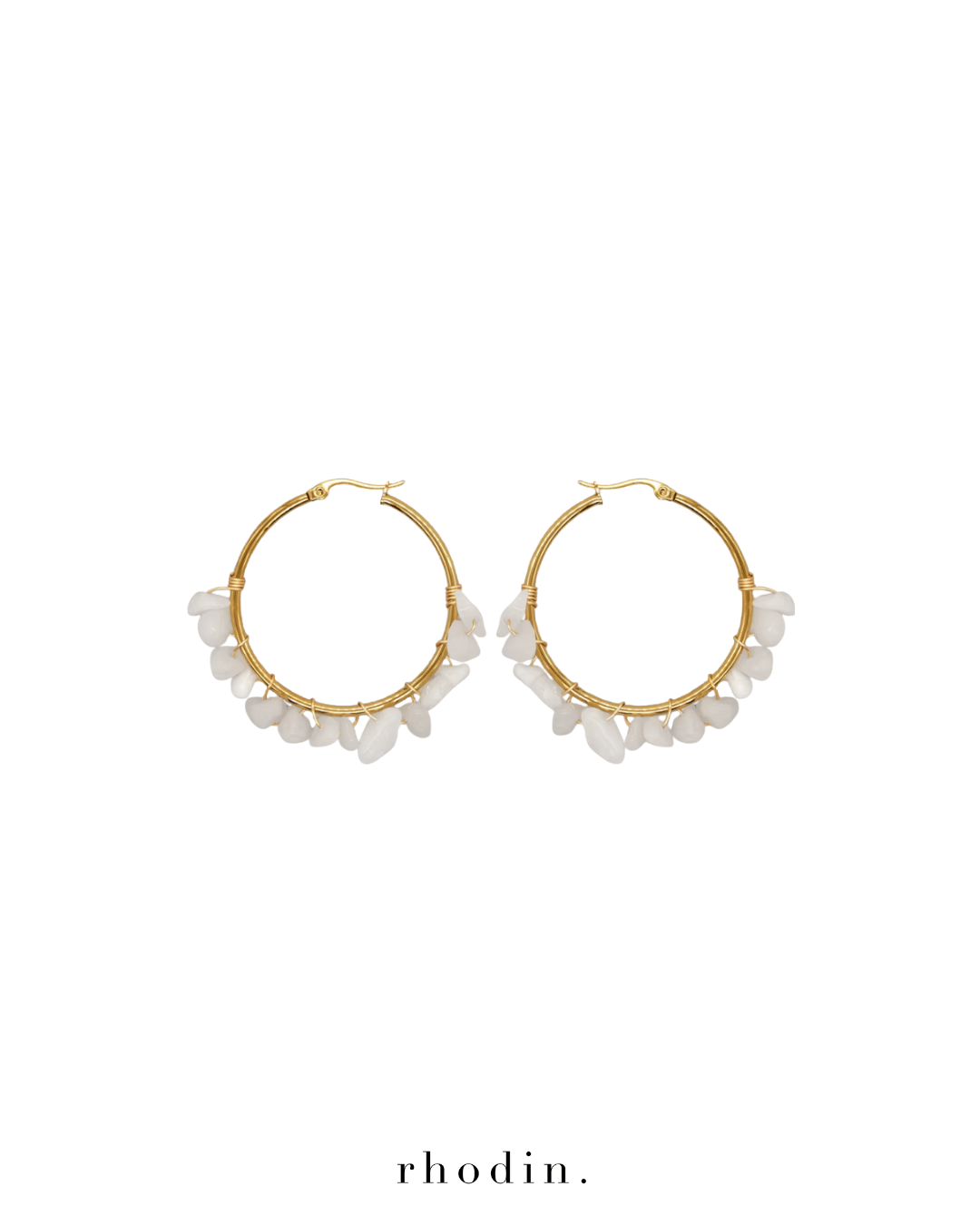 rhodin Earrings RC Crystal Milk Hoop Earrings