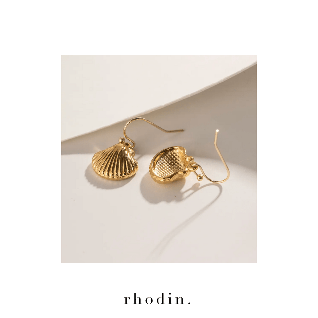 RC Sea Shell Clam Earrings - Gold