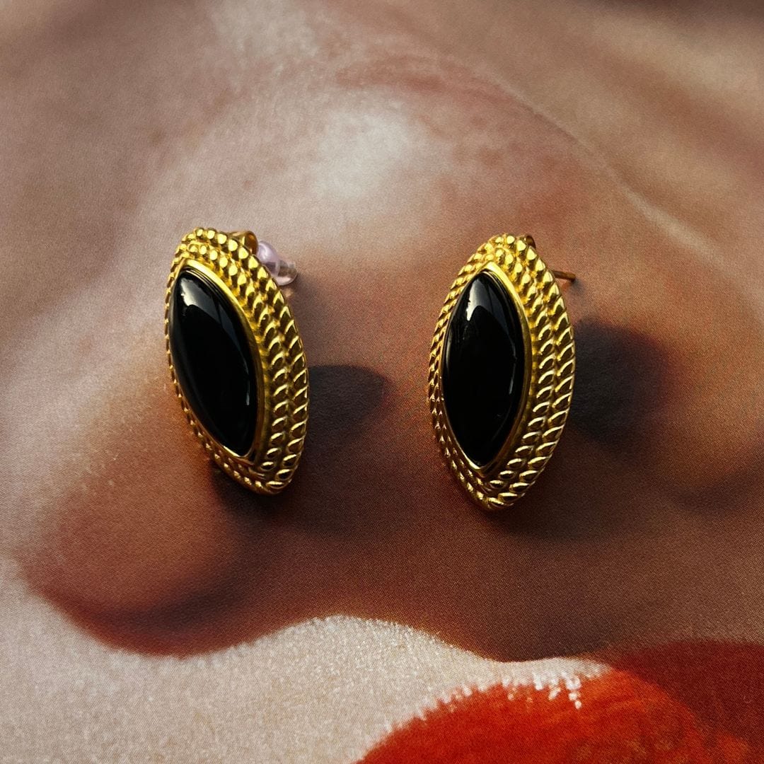 RC Black Iris Gold Earrings