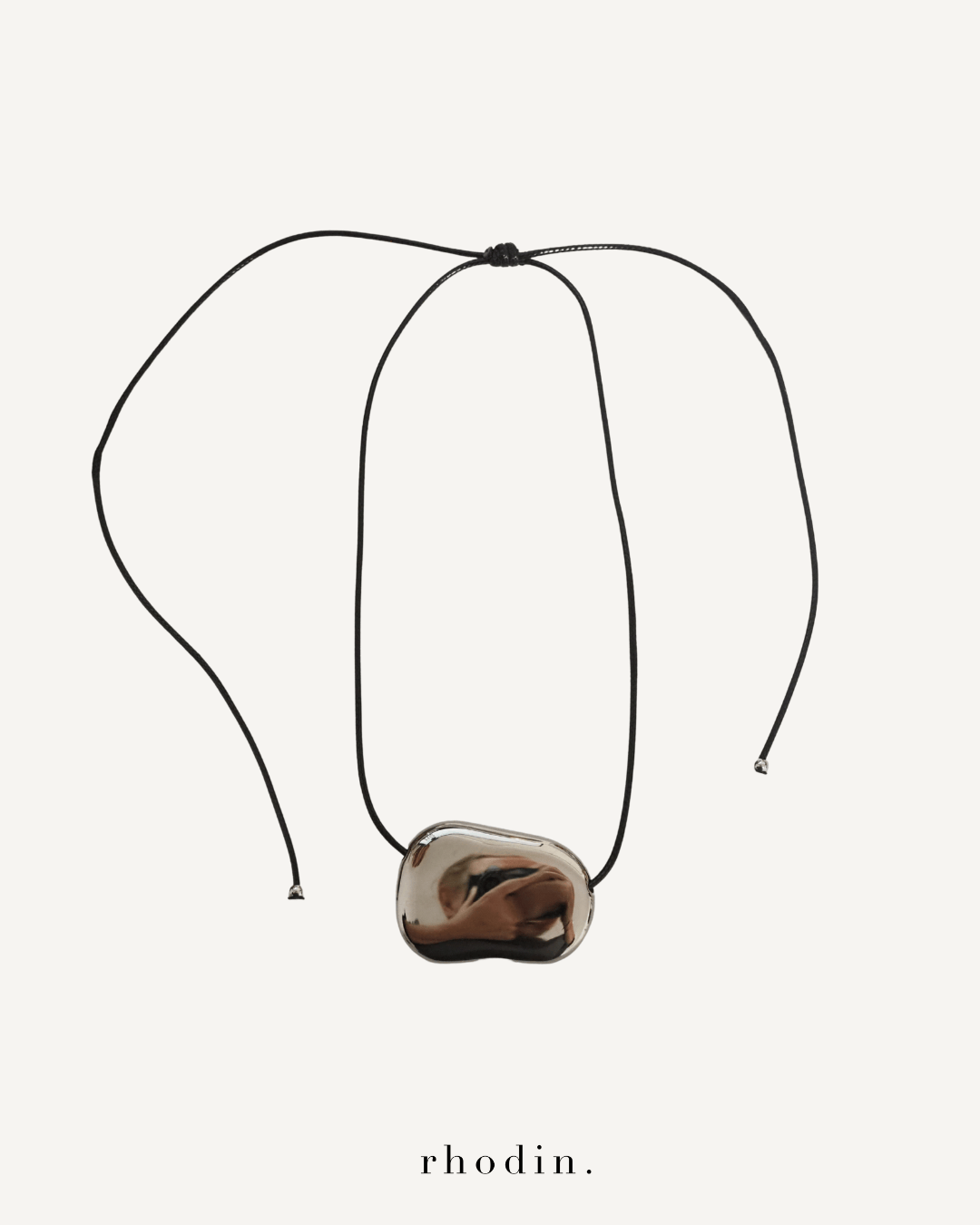 RC Silver Stanley Pebble Cord Necklace
