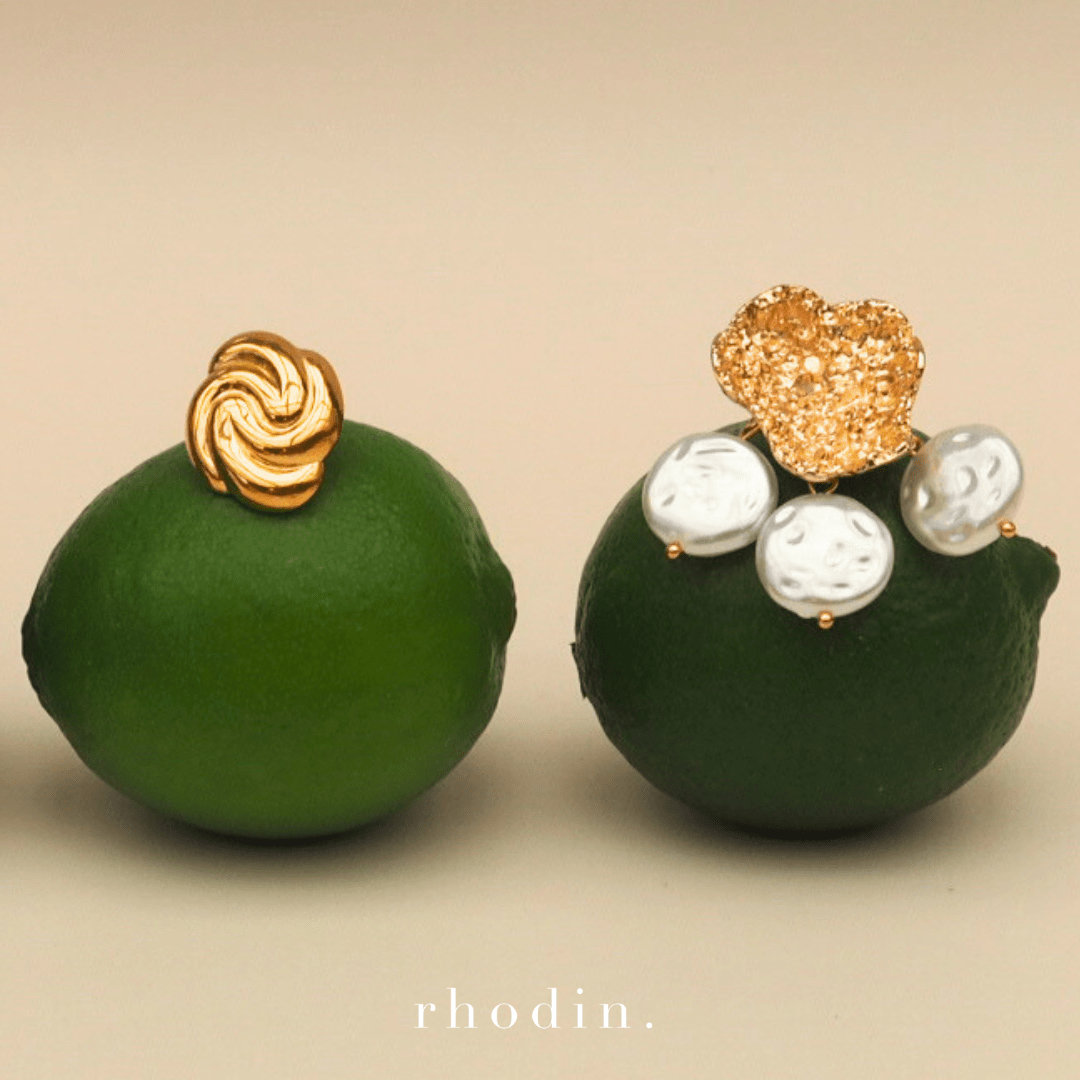 RC Tri Pearl Gold Earrings