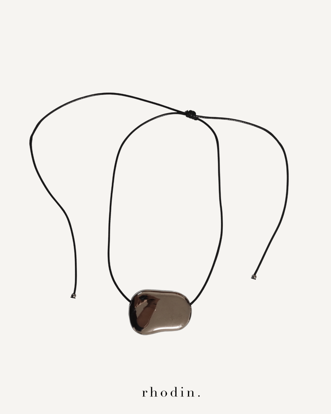 RC Silver Stanley Pebble Cord Necklace