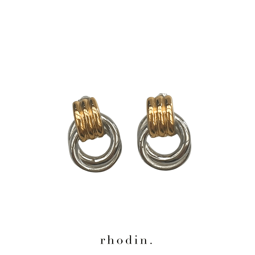 RC Circle Link Two Tone Earrings - New Design