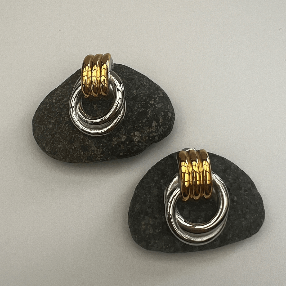 RC Circle Link Two Tone Earrings - New Design