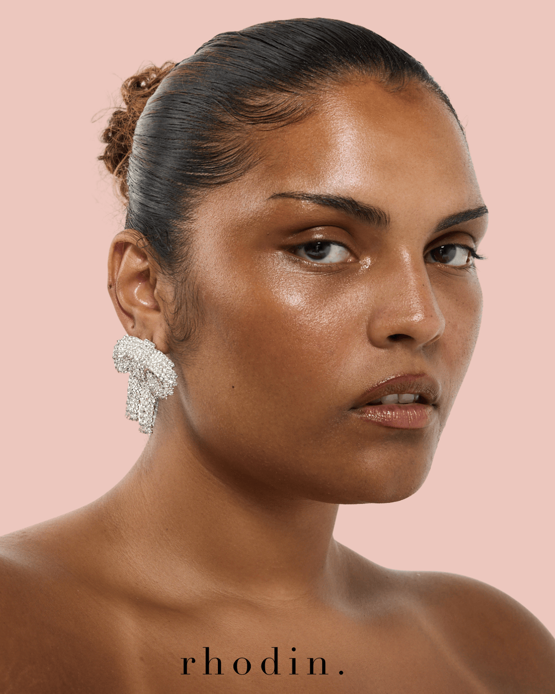 RC Silver Sparkle Bow Earrings