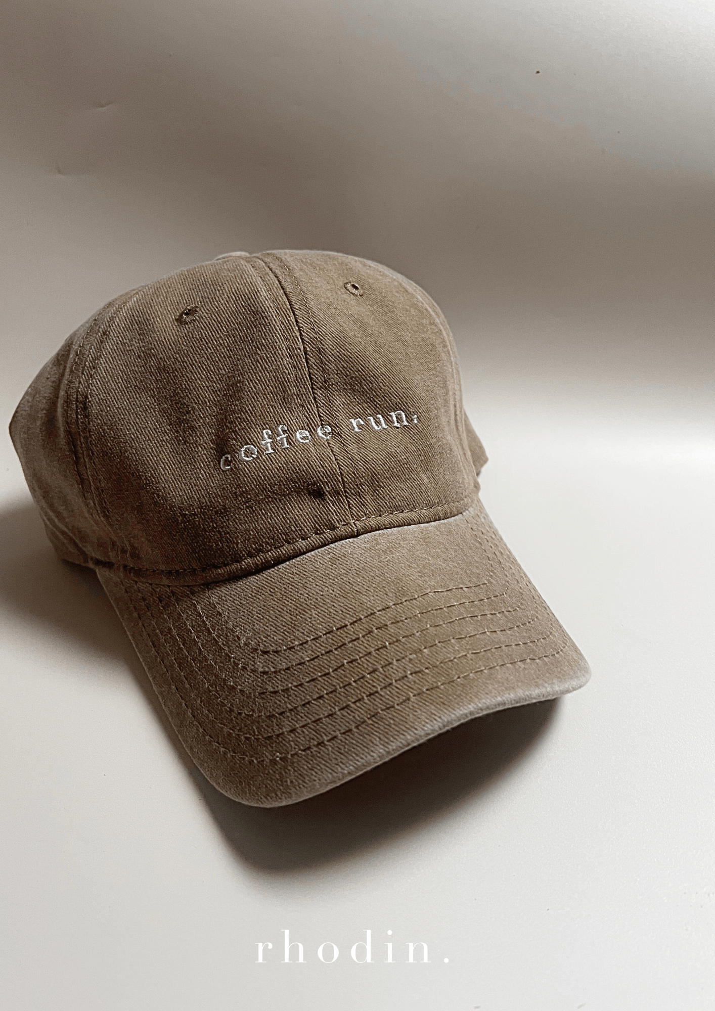 RC Baseball Cap - Biscuit Warm Beige Washed  - Coffee Run Logo