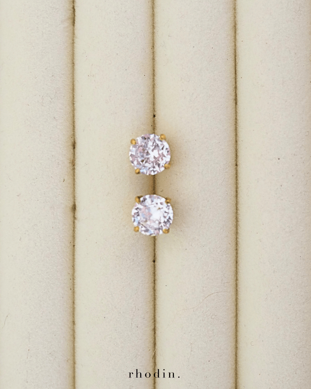 RC Solitaire Round Shape Earrings - Gold Back