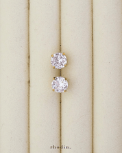 RC Solitaire Round Shape Earrings - Gold Back