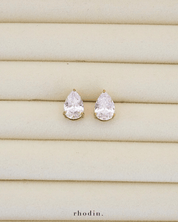 RC Solitaire Pear Shape Earrings - Gold Back
