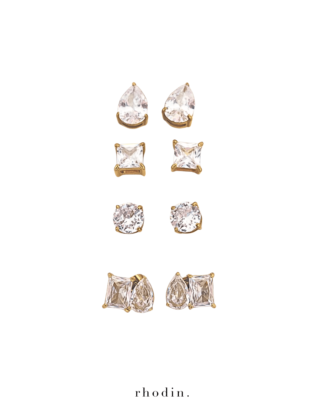 RC Solitaire Pear Shape Earrings - Gold Back