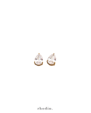 RC Solitaire Pear Shape Earrings - Gold Back