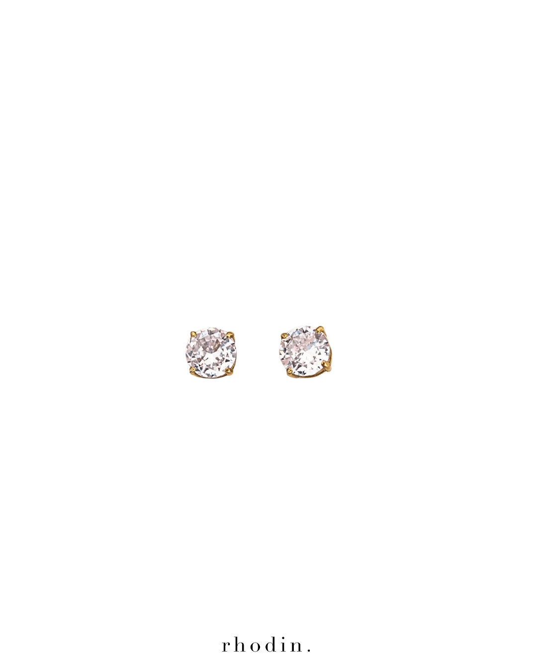 RC Solitaire Round Shape Earrings - Gold Back
