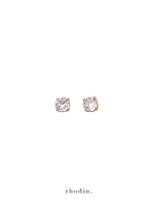 RC Solitaire Round Shape Earrings - Gold Back
