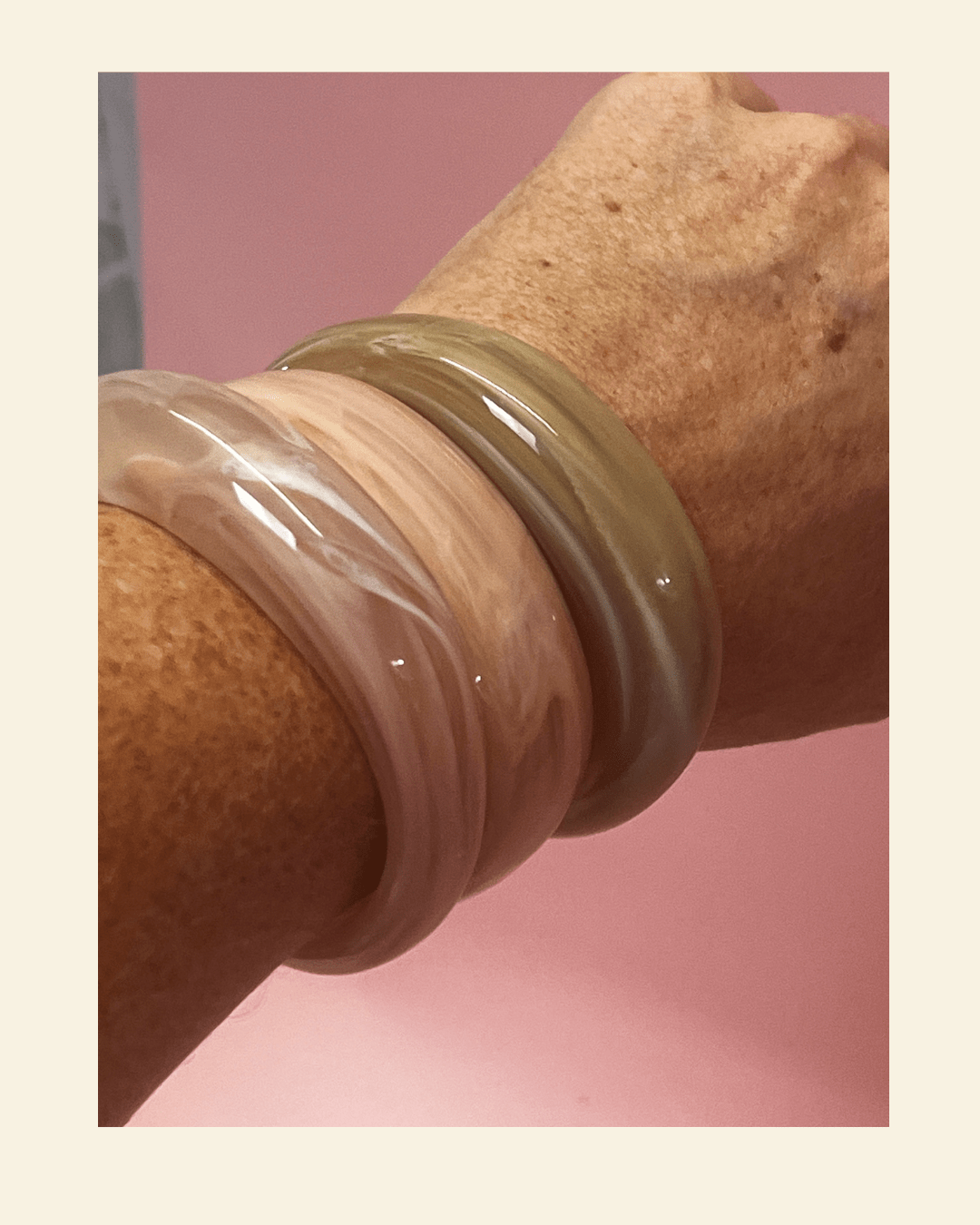 RC Resin Bangle Cuff Peach Marble