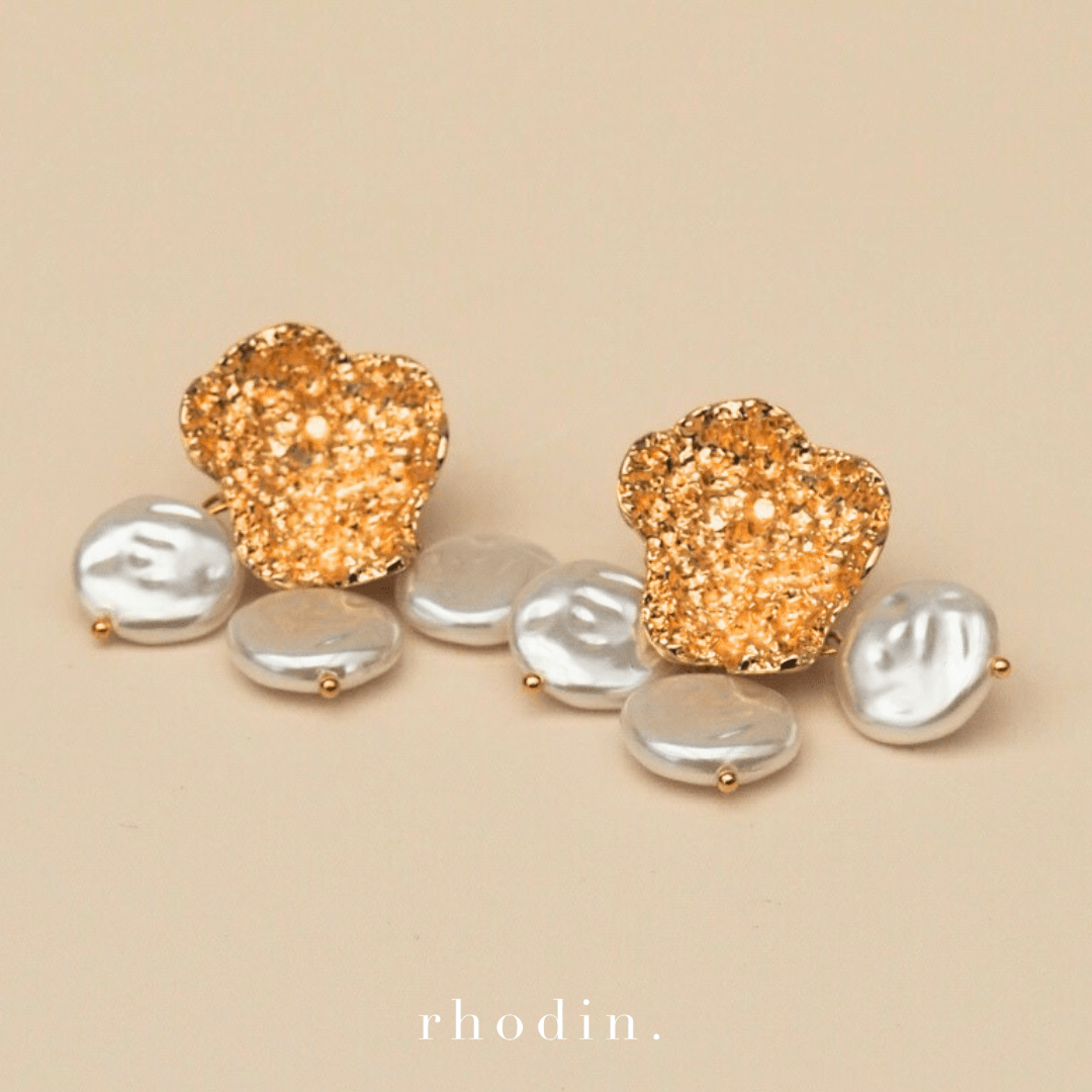 RC Tri Pearl Gold Earrings