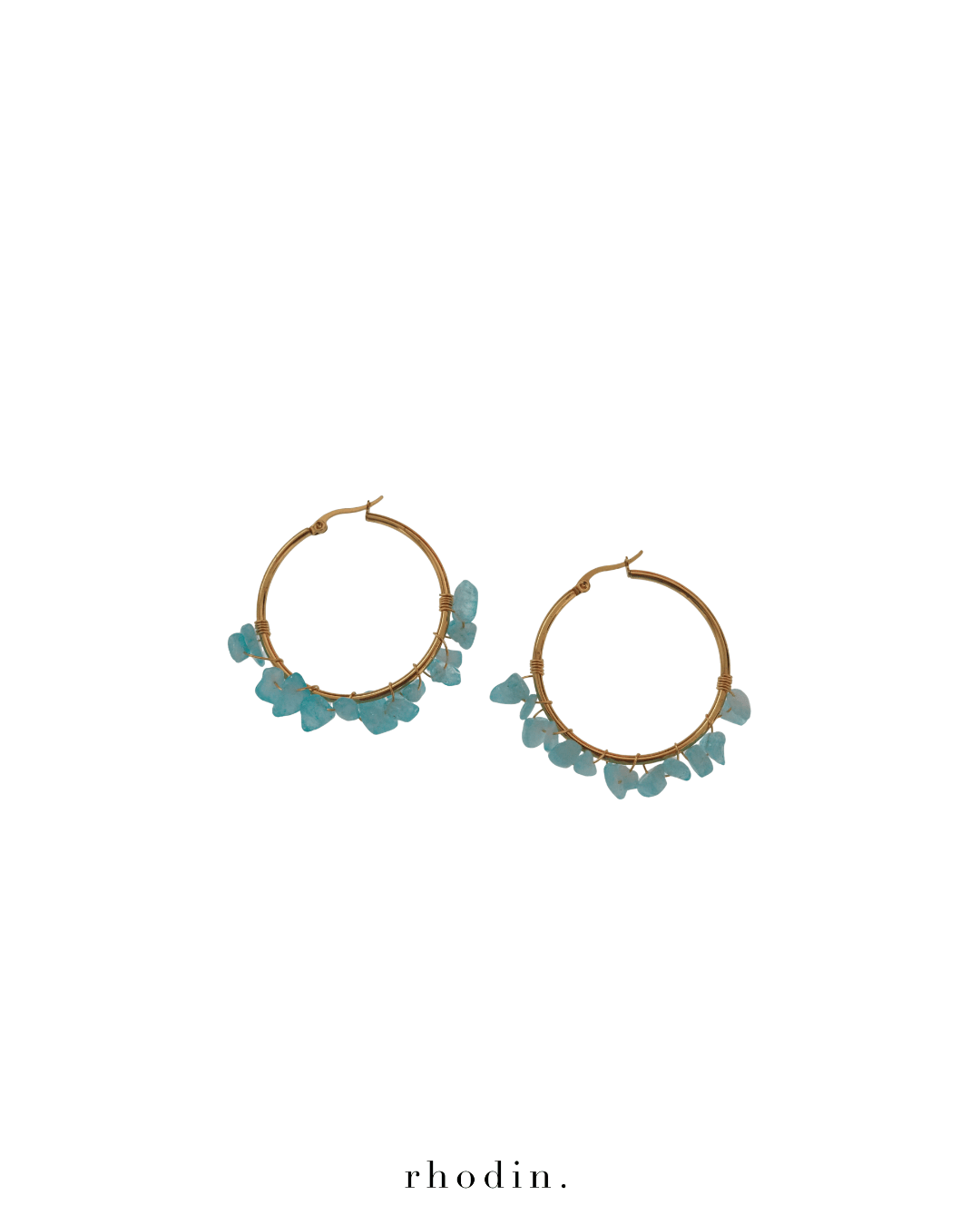 RC Crystal Hoop Earrings in Light Ocean Blue