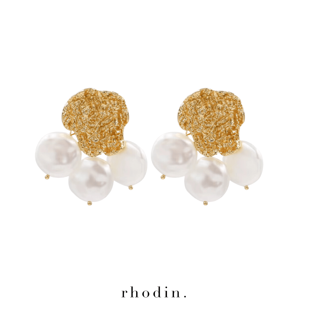 RC Tri Pearl Gold Earrings