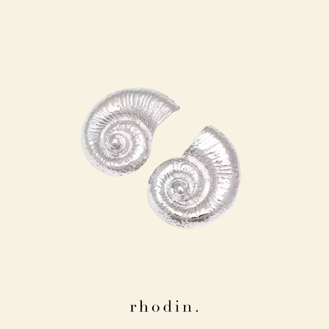 RC Seashell Silver Statement earrings