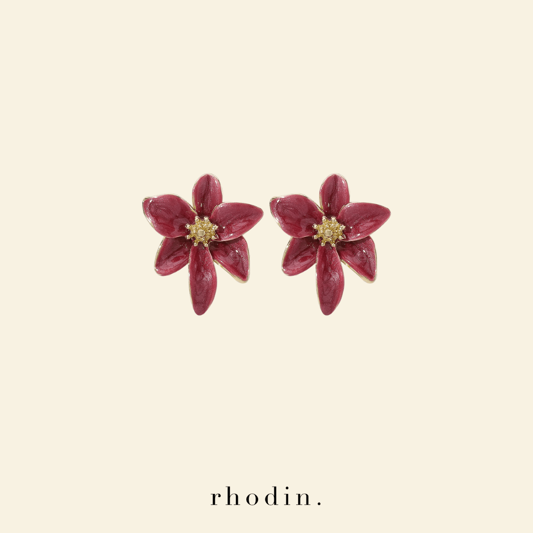 RC Tropical Red Bloom Earrings