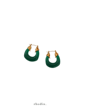 RC Horseshoe Hoop Jade Green Earrings - New Design