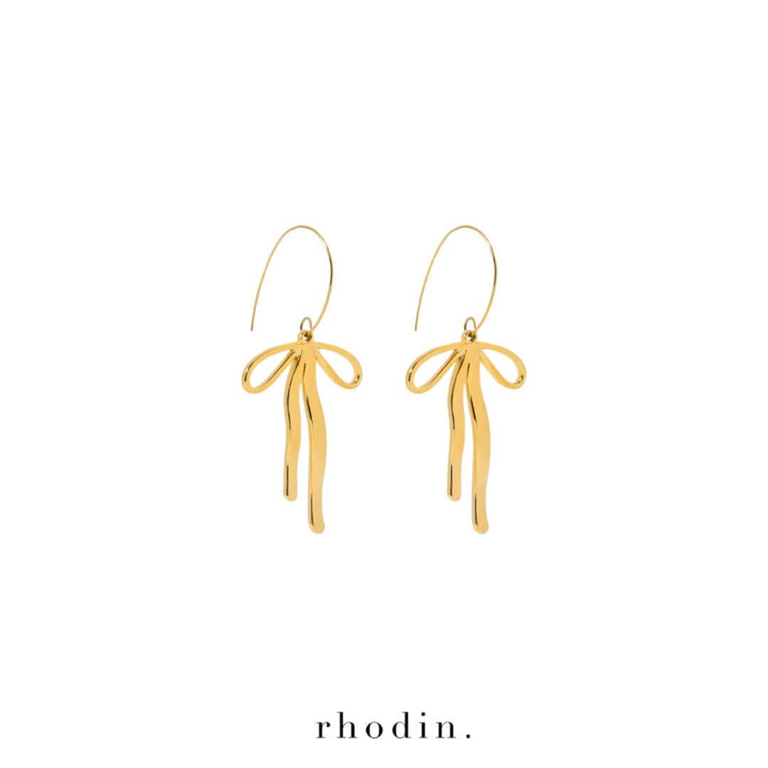 RC Gold Bow Dangle Earrings