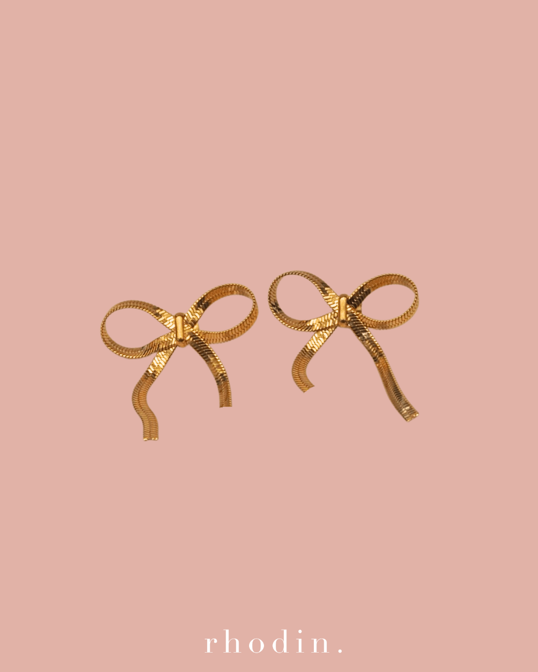 RC Gold Herringbone Bow Earrings…Restocked
