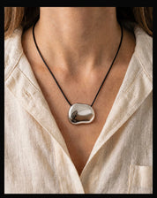 RC Silver Stanley Pebble Cord Necklace
