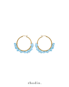 rhodin Earrings RC Crystal Hoop Earrings in Light Ocean Turquoise Blue
