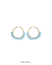 rhodin Earrings RC Crystal Hoop Earrings in Light Ocean Turquoise Blue