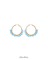 RC Crystal Hoop Earrings in Light Ocean Turquoise Blue