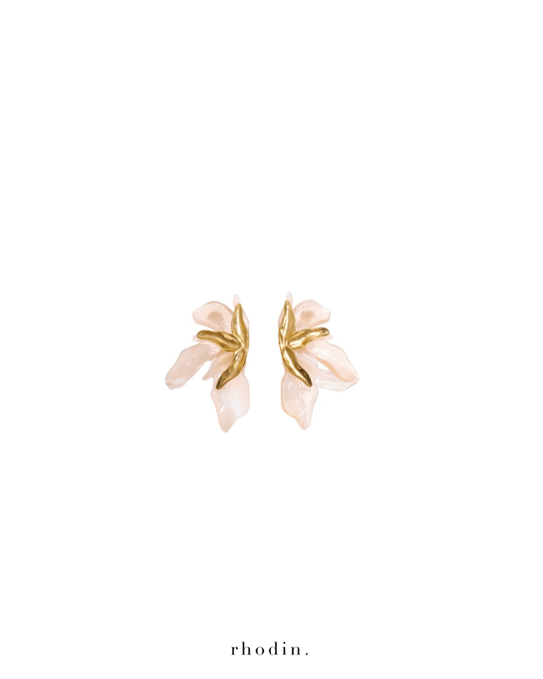 RC Peach Petal Flower Earrings