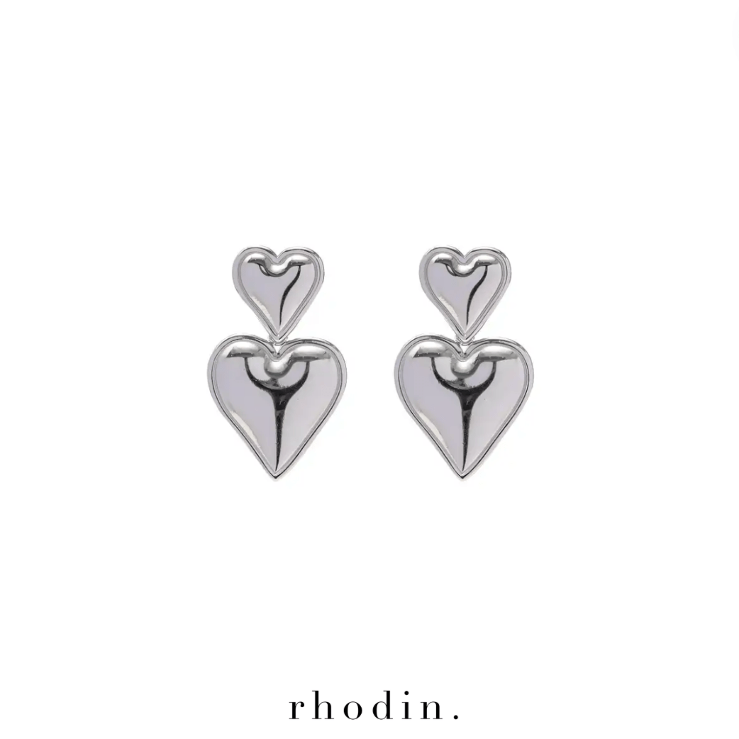 RC 2 Hearts Silver Plated Earrings