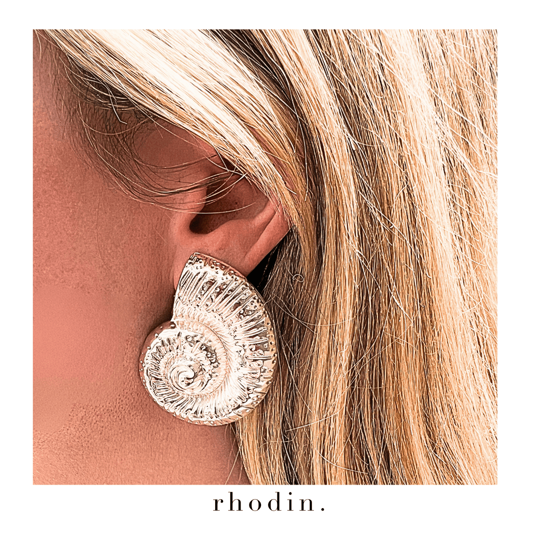 RC Seashell Silver Statement earrings