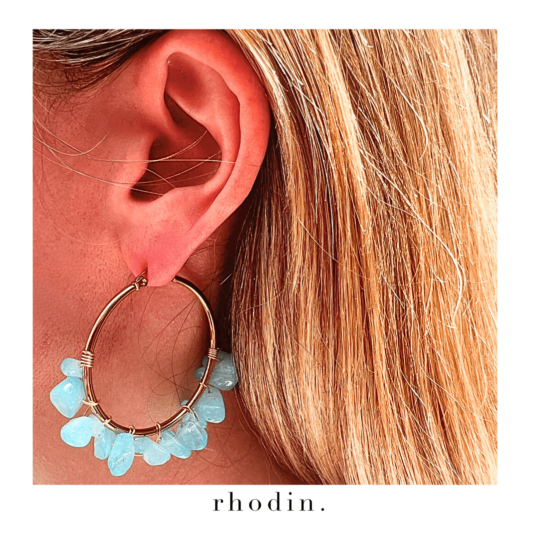 RC Crystal Hoop Earrings in Light Ocean Blue