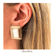 RC Square White Earrings