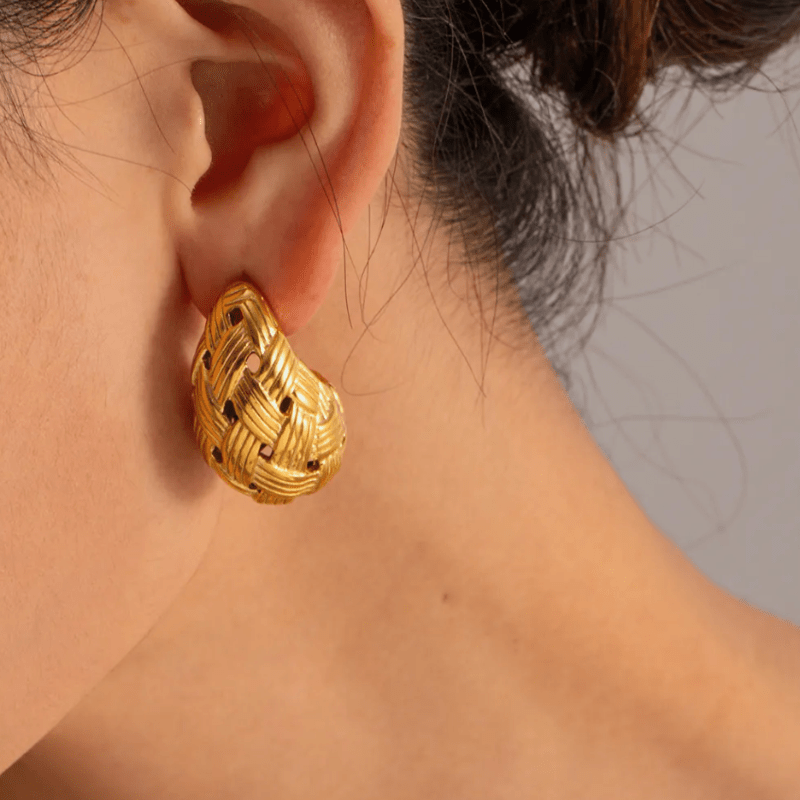 RC Gold Lattice Weave Earrings - Archive