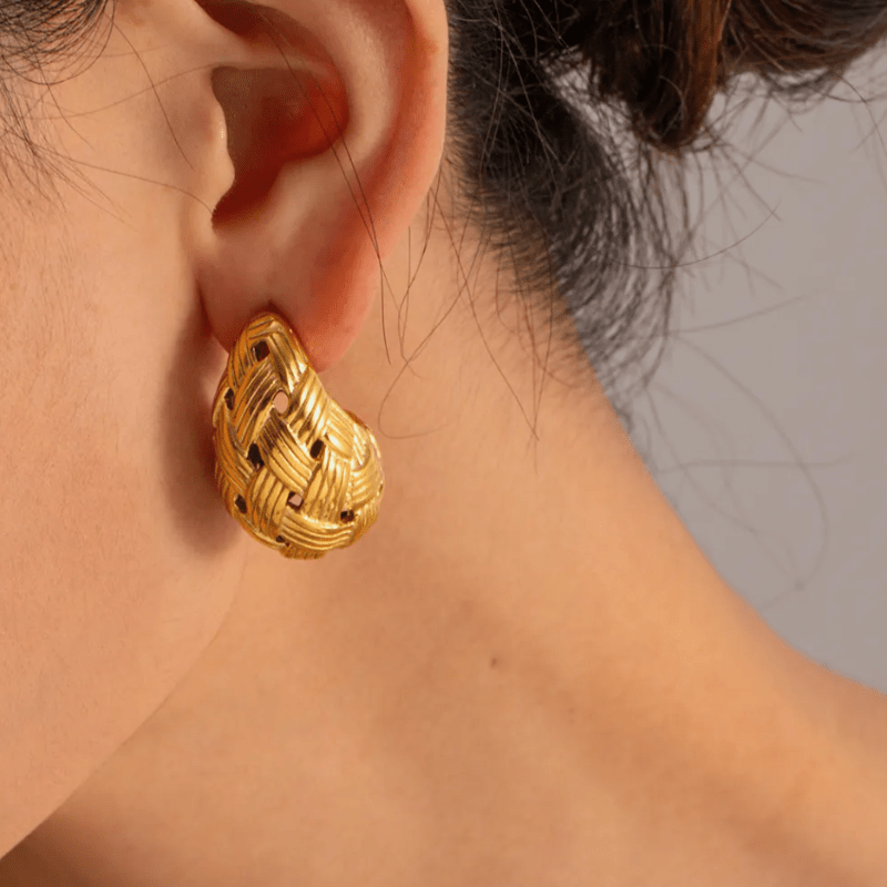 RC Gold Lattice Weave Earrings