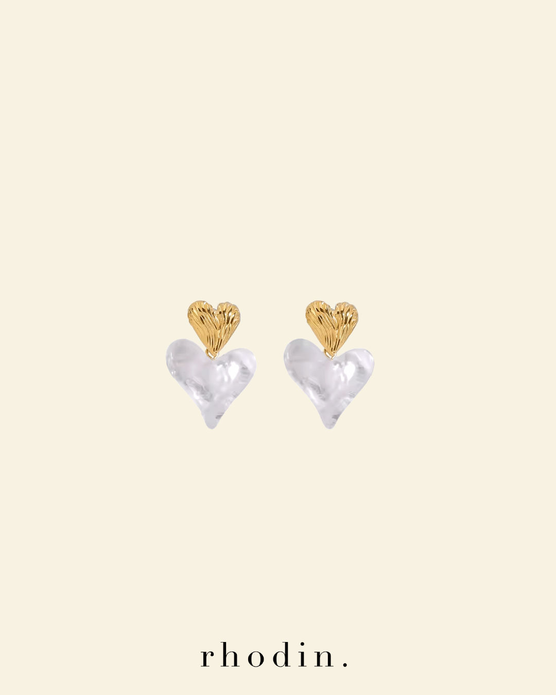 RC White Pearl Heart Earrings