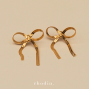 RC Gold Herringbone Bow Earrings