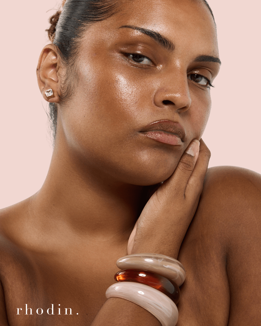 RC Resin Bangle Cuff Peach Marble
