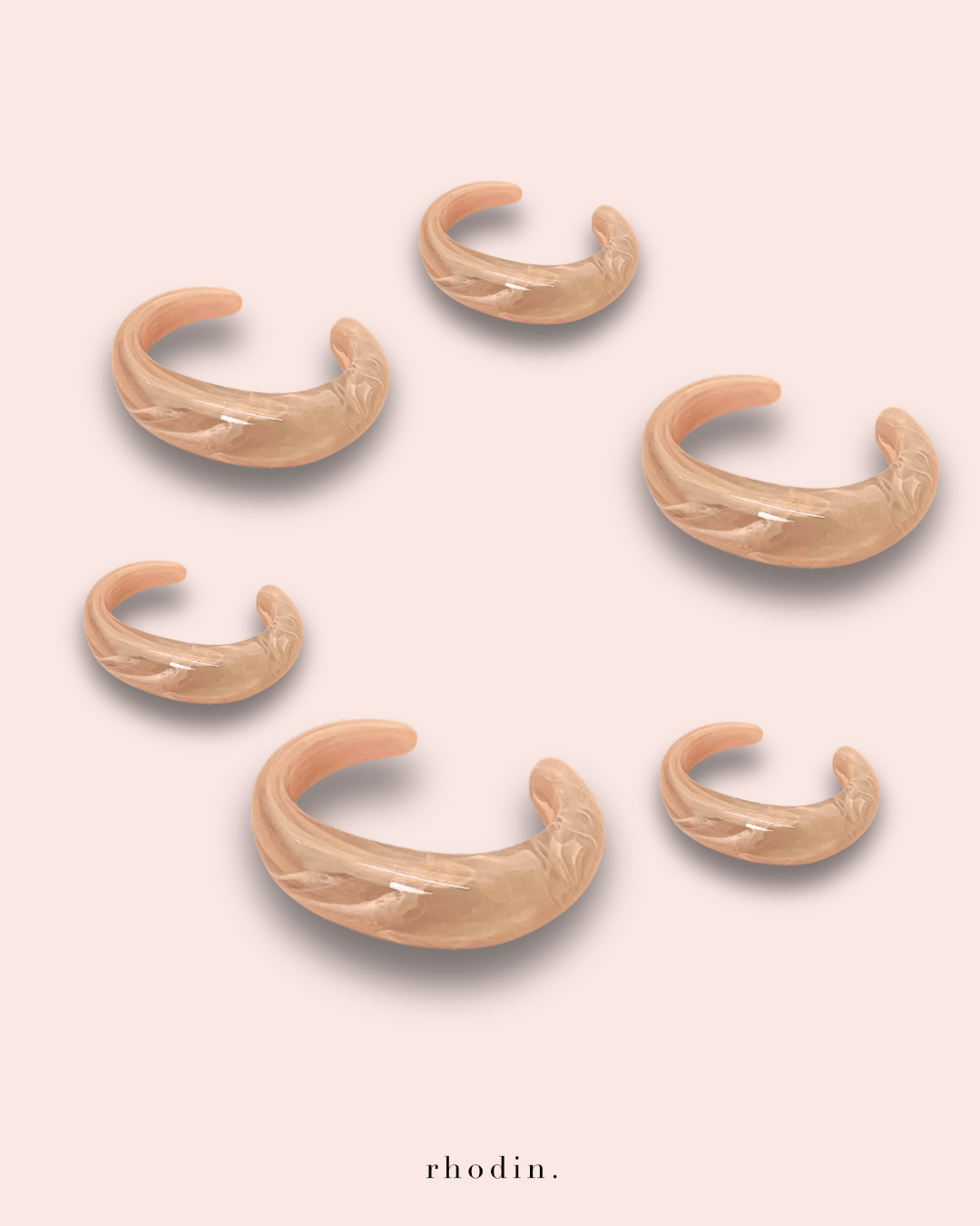 RC Resin Bangle Cuff Peach Marble